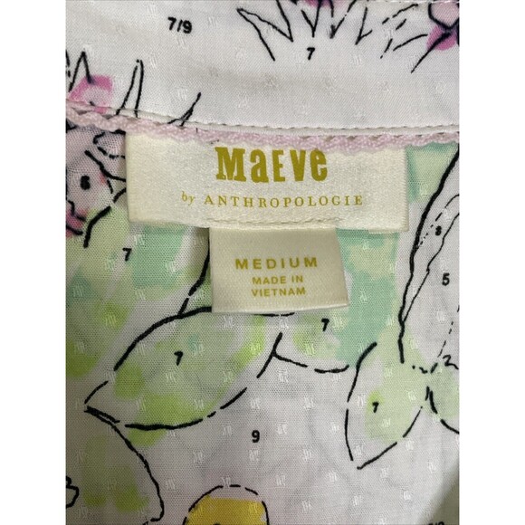 Anthropologie Maeve Color By Numbers Watercolor Rosa Blouse Size M Art To Wear - Picture 2 of 11